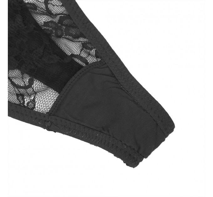 Мереживні стрінги StarNight з прикрасами стразами, чорні, S