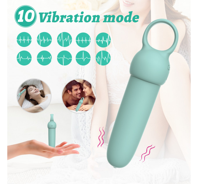 Мини-вибратор Every Night Toys Elliot светло-бирюзовый, 10 режимов вибрации