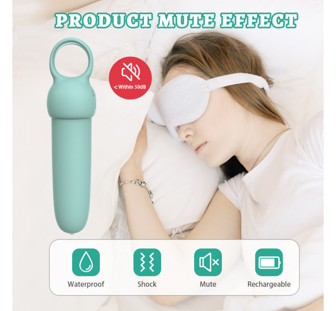 Мини-вибратор Every Night Toys Elliot светло-бирюзовый, 10 режимов вибрации