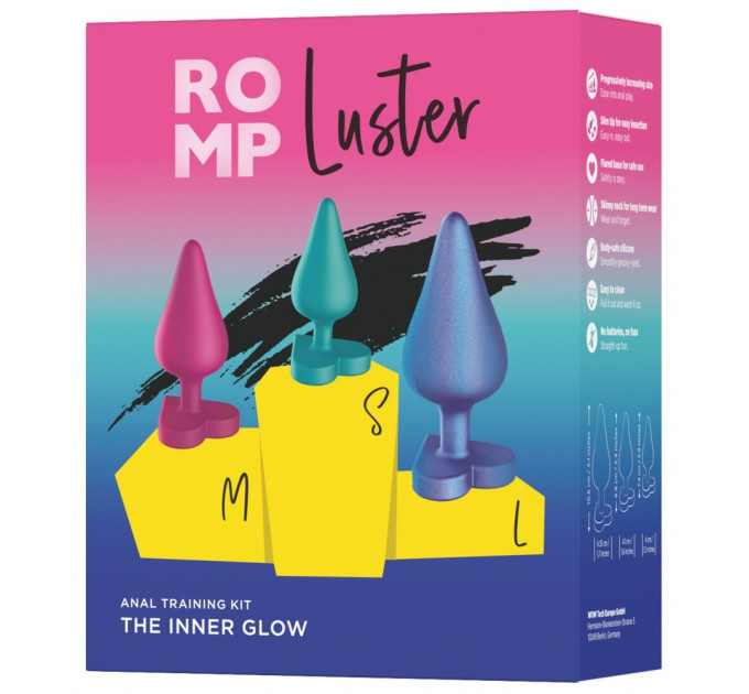 Набор из 3 анальных пробок ROMP Luster разноцветные
