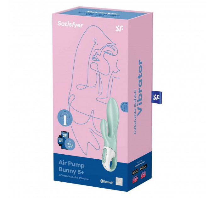 Надувной вибратор-кролик Satisfyer с функцией управления через приложение, мятный