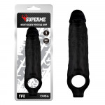 Насадка на член Chisa SuperMe Mighty Sleeve With Ball Loop с кольцом на мошонку, черная