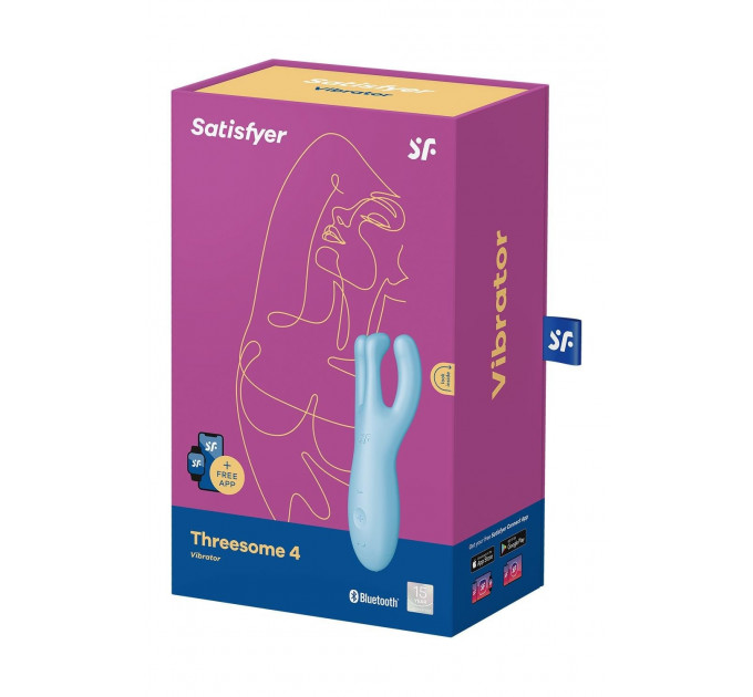 Смарт-вибратор тройной для клитора Satisfyer Threesome 4 голубой