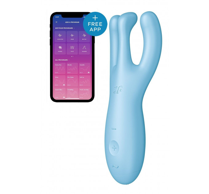 Смарт-вибратор тройной для клитора Satisfyer Threesome 4 голубой