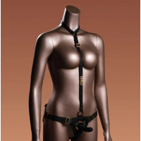 Страпон с нереалистичным фаллоимитатором M UPKO, с ошейником, черный