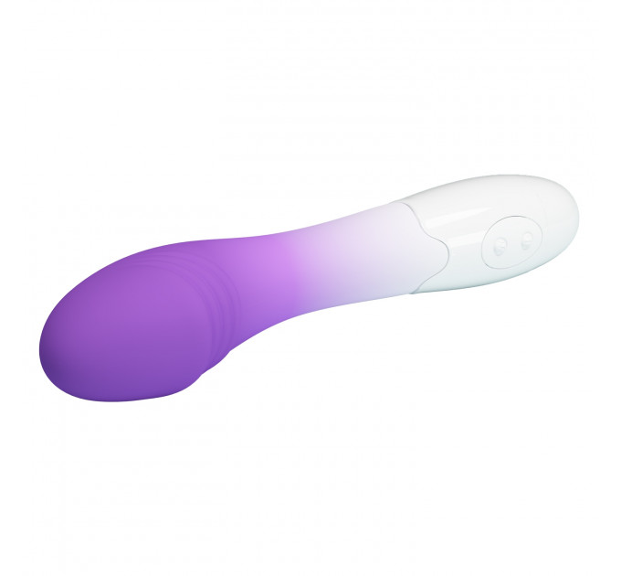 Вибратор для точки G Pretty Love Elemental ребристый, бело-фиолетовый, 19 х 3.2 см