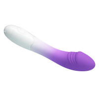 Вибратор для точки G Pretty Love Elemental ребристый, бело-фиолетовый, 19 х 3.2 см