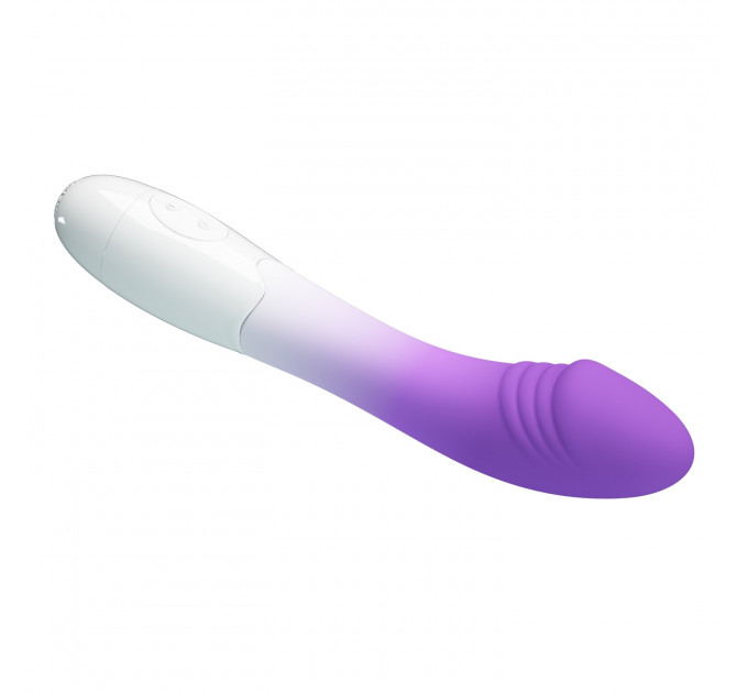 Вибратор для точки G Pretty Love Elemental ребристый, бело-фиолетовый, 19 х 3.2 см
