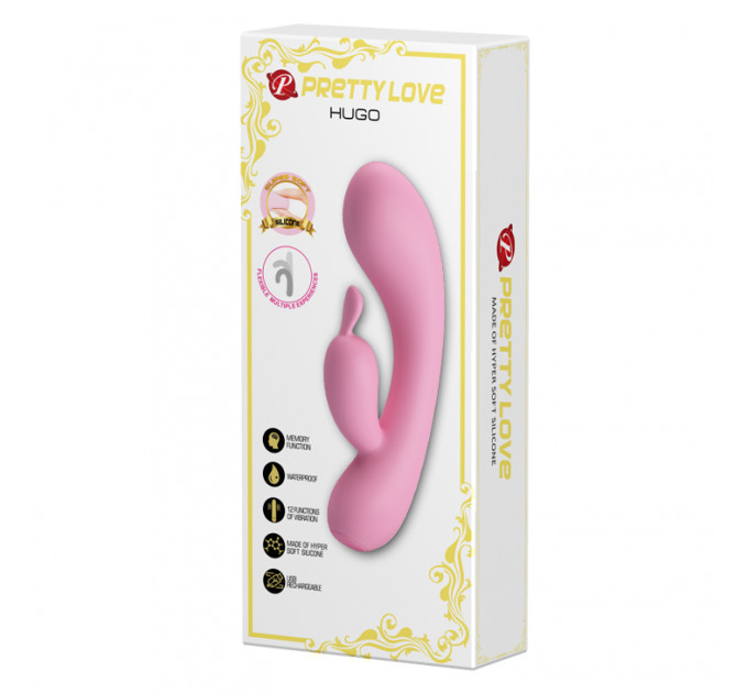 Вибратор-кролик PRETTY LOVE Hugo розовый, 3.7 х 16.5 см