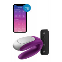 Вибратор для пар с фирменным пультом управления Satisfyer DOUBLE FUN фиолетовый