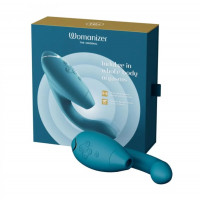 Инновационный двойной бесконтактный вибратор-стимулятор Womanizer Duo 2 Petrol бирюзовый