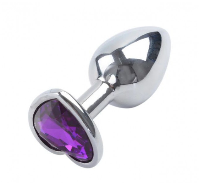 Анальная пробка Silver Metal Heart Dark Violet, M