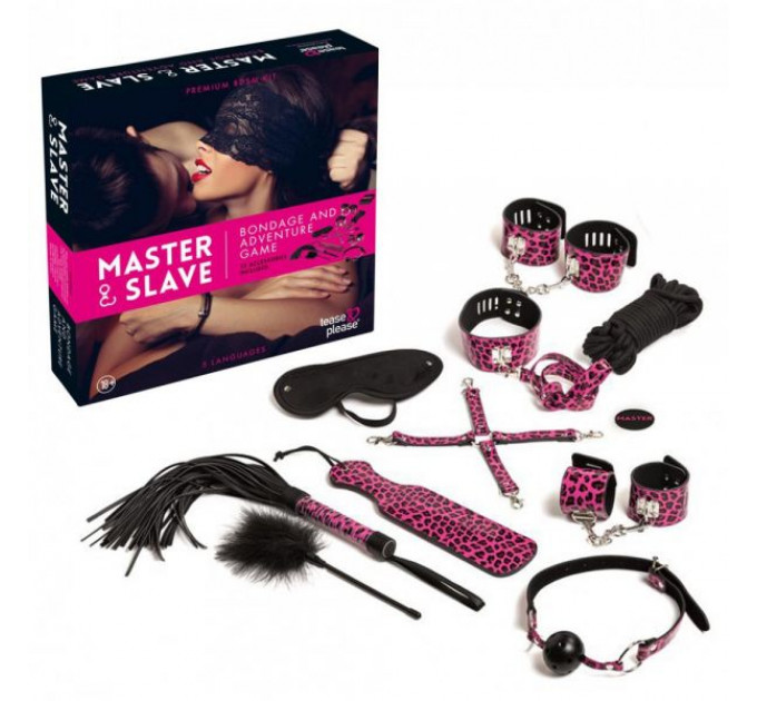 Набор БДСМ 10 предметов Master & Slave, Pink Leopard