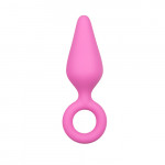 Анальная пробка со стоппером-кольцом Easytoys, силиконовая, розовая, 12 х 3.5 см