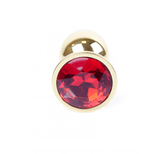 Анальная пробка с камнем Plug-Jewellery Gold PLUG- Red размер S