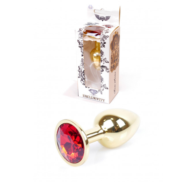Анальная пробка с камнем Plug-Jewellery Gold PLUG- Red размер S