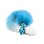 Анальная пробка с хвостом Global Novelties NIXIE METAL BUTT PLUG WITH OMBRE TAIL, BLUE METALLIC