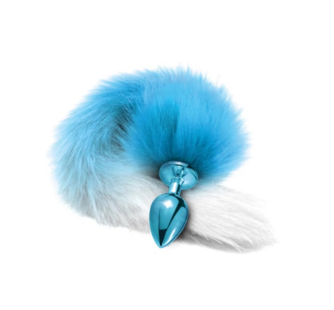 Анальная пробка с хвостом Global Novelties NIXIE METAL BUTT PLUG WITH OMBRE TAIL, BLUE METALLIC