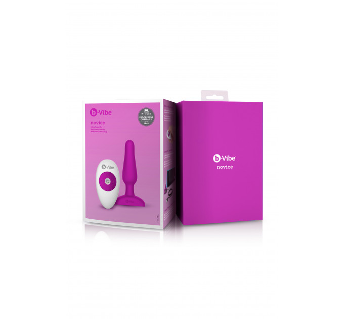 Анальная пробка с вибрацией b-Vibe Novice Plug Fuchsia, розовая