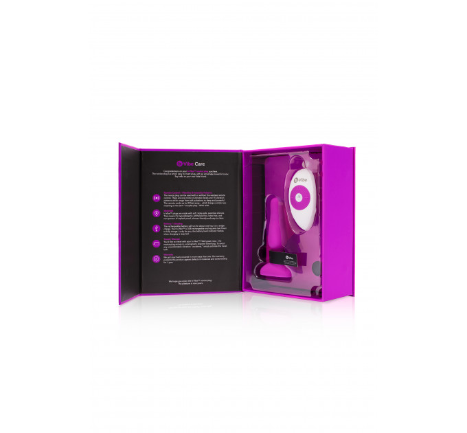 Анальная пробка с вибрацией b-Vibe Novice Plug Fuchsia, розовая