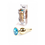 Анальная пробка из нержавеющей стали с голубым камнем Plug-Jewellery Gold BUTT PLUG- Light Blue