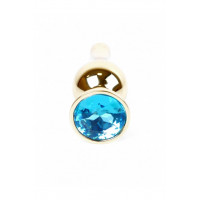 Анальная пробка из нержавеющей стали с голубым камнем Plug-Jewellery Gold BUTT PLUG- Light Blue