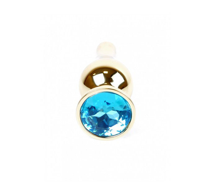 Анальная пробка из нержавеющей стали с голубым камнем Plug-Jewellery Gold BUTT PLUG- Light Blue