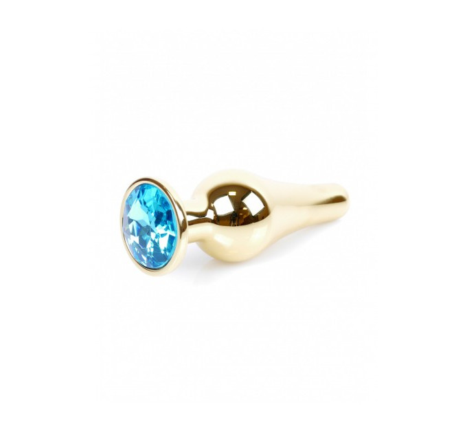 Анальная пробка из нержавеющей стали с голубым камнем Plug-Jewellery Gold BUTT PLUG- Light Blue