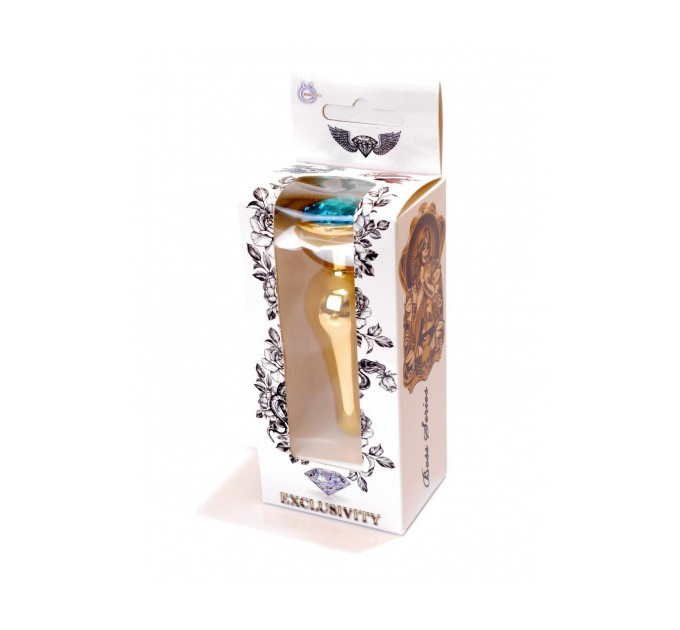 Анальная пробка из нержавеющей стали с голубым камнем Plug-Jewellery Gold BUTT PLUG- Light Blue