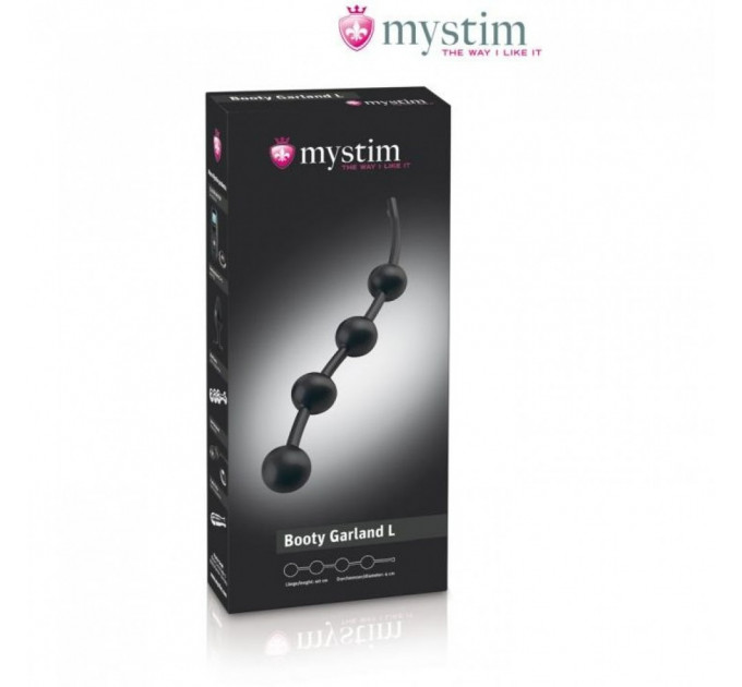 Анальные бусы с электростимуляцией Mystim Booty Garland, черные, 40 х 4 см , L