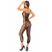 Комбинезон Rene Rofe Animal Crotchless, в сетку, с интимным доступом, леопардовый, черный