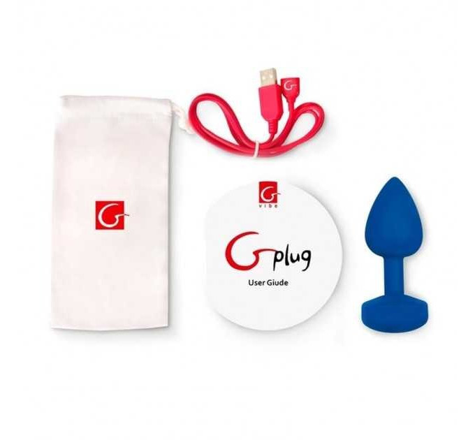Большая анальная пробка с вибрацией Gvibe Gplug синяя, L