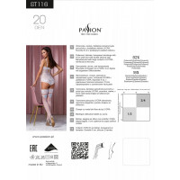 Чулки кружевные ST116 бежевые с черно-красной отделкой 1/2 (20 den) - Passion