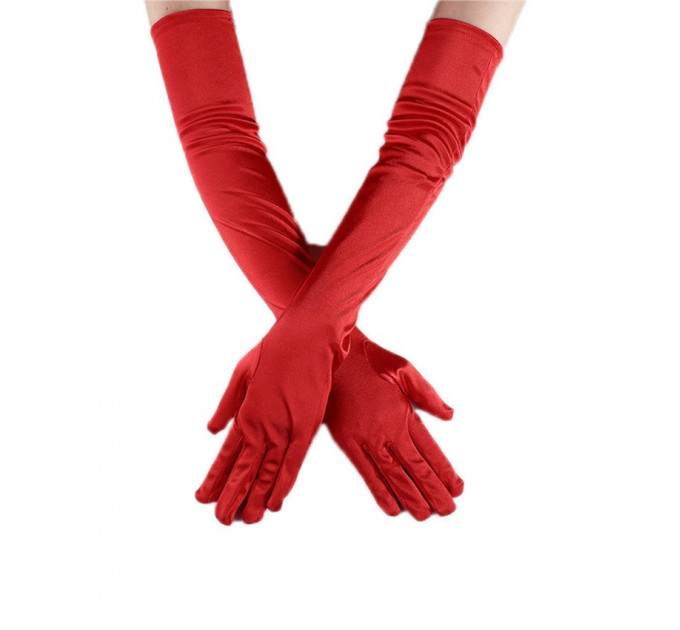 Довгі рукавички Star Night вище ліктя, червоні, 55 см