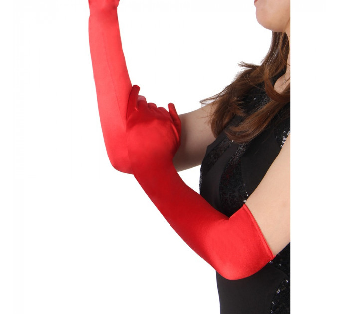 Довгі рукавички Star Night вище ліктя, червоні, 55 см