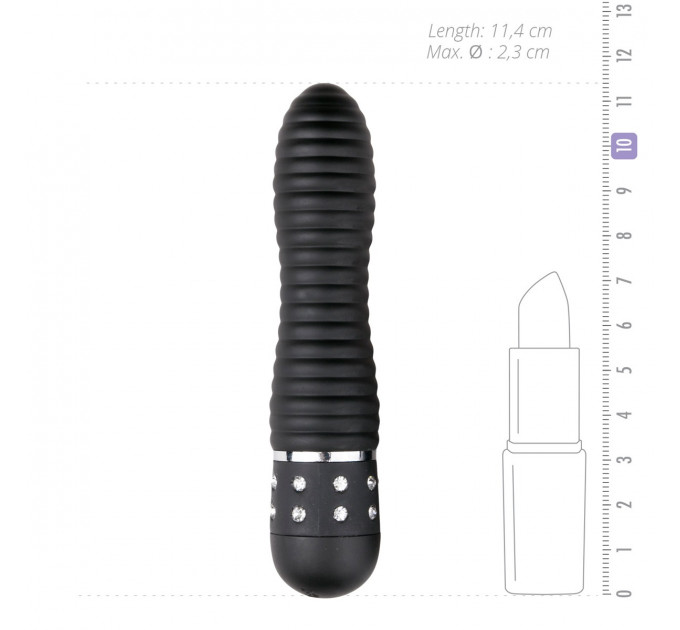Вібратор ребристий Love Diamond Vibrator чорний, 11 см