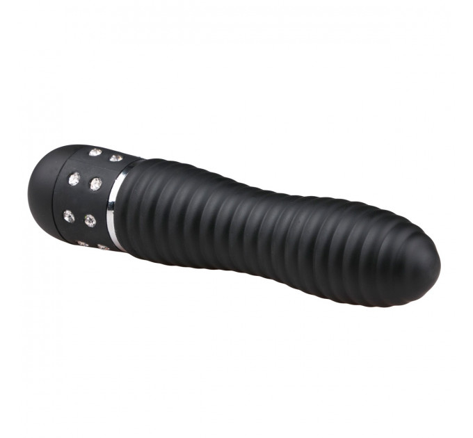 Вібратор ребристий Love Diamond Vibrator чорний, 11 см