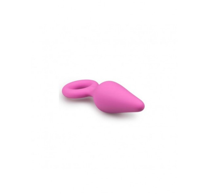 Анальная пробка со стоппером-кольцом Easytoys, силиконовая, розовая, 12 х 3.5 см