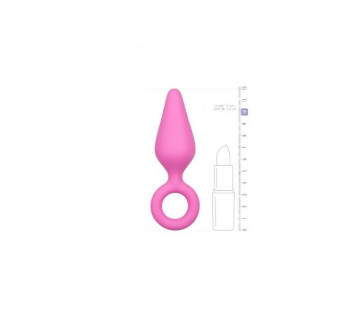 Анальная пробка со стоппером-кольцом Easytoys, силиконовая, розовая, 12 х 3.5 см
