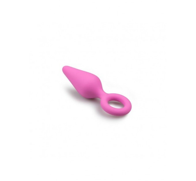 Анальная пробка со стоппером-кольцом Easytoys, силиконовая, розовая, 12 х 3.5 см