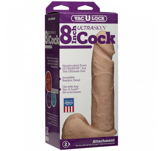 Фаллоимитатор Doc Johnson Vac U Lock Ultraskyn cock White, 20 х 5 см