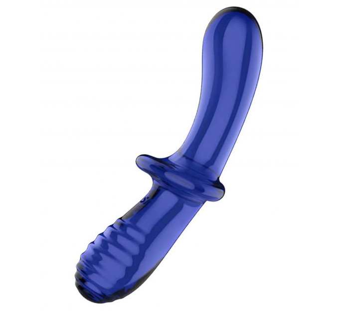 Фалоімітатор подвійний зі скла Satisfyer Double Crystal, синій