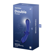 Фалоімітатор подвійний зі скла Satisfyer Double Crystal, синій