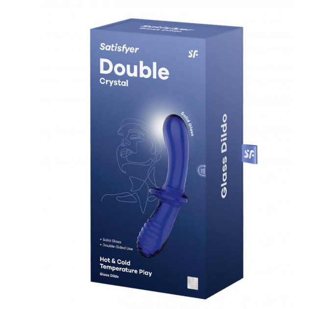 Фалоімітатор подвійний зі скла Satisfyer Double Crystal, синій