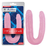 Фаллоимитатор двухсторонний Chisa Hi-Rubber, розовый 22,5 см/4,5 см; 22,5 см/3,7 см