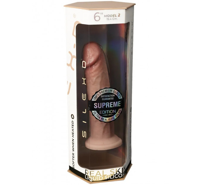 Фаллоимитатор термореактивный реалистичный Silexd Premium Real Skin Model 2 (6") на присоске,бежевый