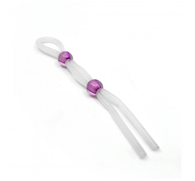 Кільце ерекційне 7 " Silicon Cock Ring with 2 beads, LAVENDER