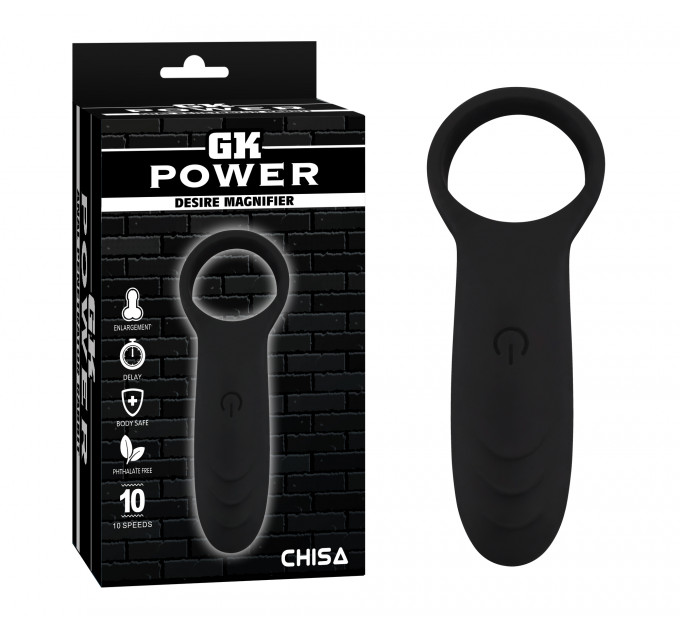 Кольцо эрекционное с клиторальной вибростимуляцией CHISA GK Power Desire Magnifier, черное