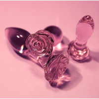 Набір анальних пробок DreamToys Glaze Glass Rosebud скляний, рожевий, 3 шт.