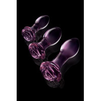 Набір анальних пробок DreamToys Glaze Glass Rosebud скляний, рожевий, 3 шт.